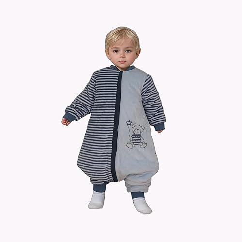 Miniatura 2 de BLOOMSTAR Manta con piernas, saco de dormir para bebé con pies de invierno, saco de dormir azul niño 2-4T, traje de dormir para bebé, saco de dormir
