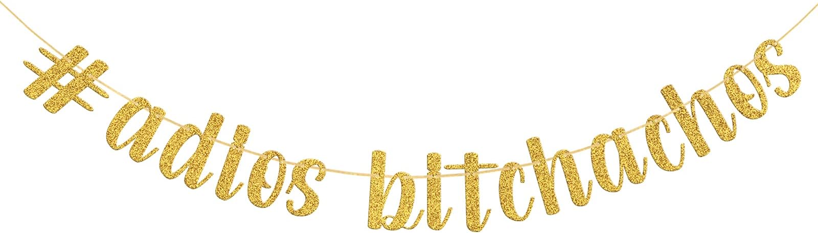 Belrew Adios achos Banner, Fiesta Themed Job Chang Party Decor, Farewell Retirement Party, Last Day Office Party Decoration Supplies, Glittery Gold