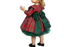 Toddler Baby Girl Christmas Dress: Festive Plaid and Tulle Ensemble
