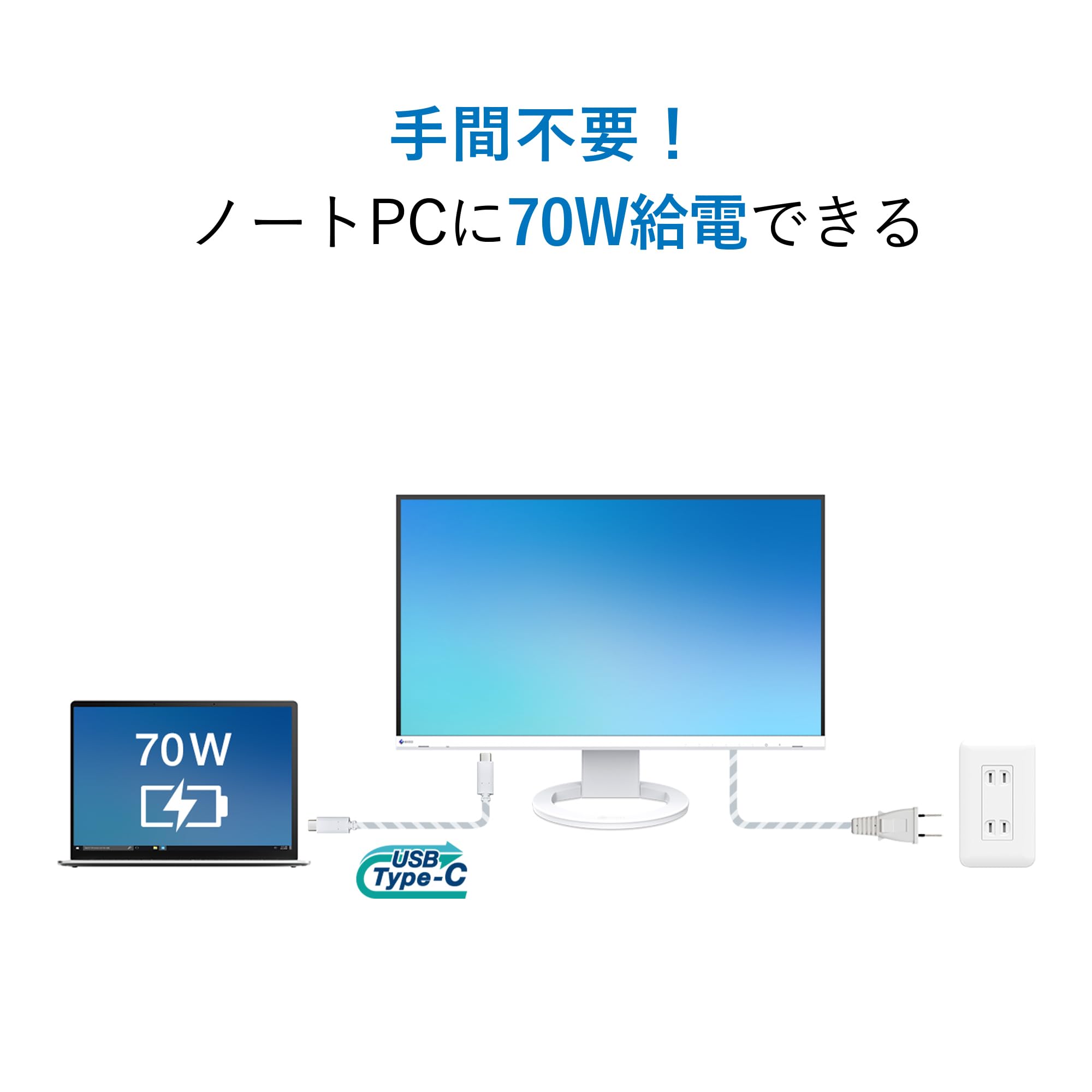 EIZO FlexScan mit FlexStand LED-Monitor 68,5 cm 27 Zoll 3840 x 2160 4K IPS 350 cd/m² 1000:1 6 ms HDMI DisplayPort USB-C Lautsprecher weiß