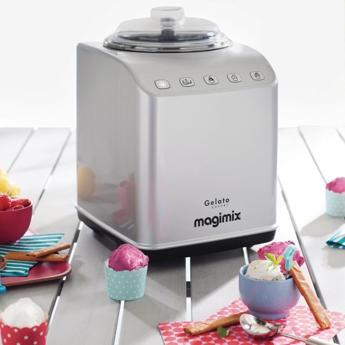Nisbets PLC Magimix 11680 Gelato Expert in argento con 2 ciotole grandi in acciaio inox da 2 L e 3 programmi automatici con congelatore integrato, nero