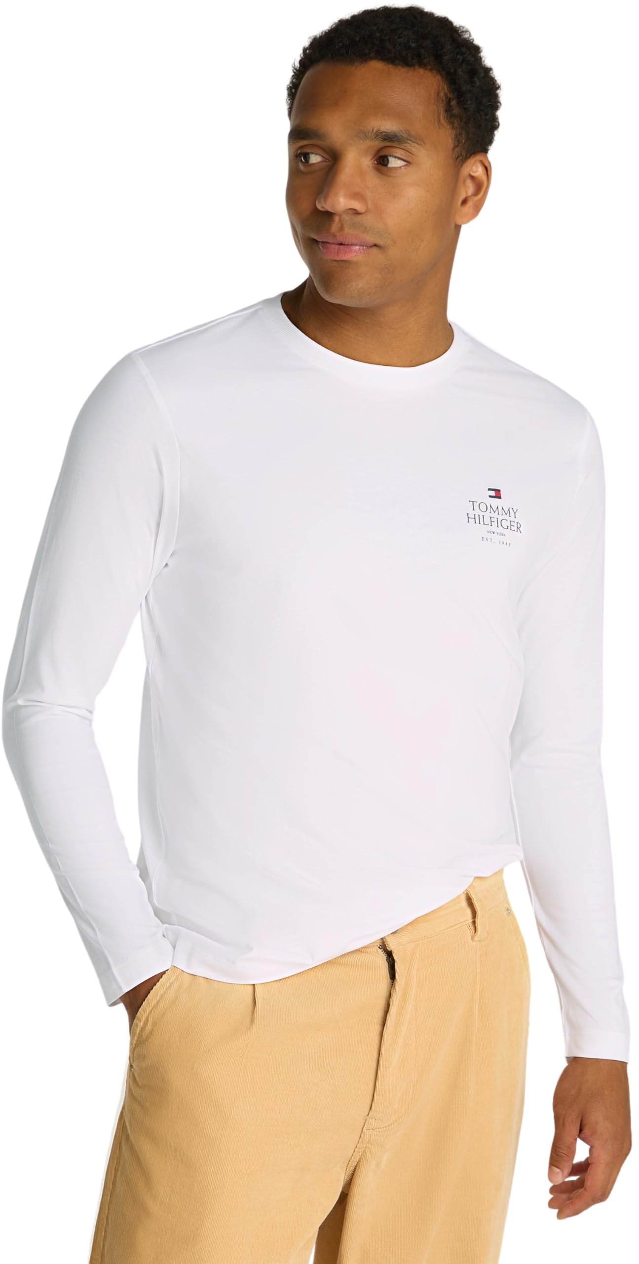 Tommy Hilfiger Camiseta de Manga Larga Hombre con Cuello Redondo