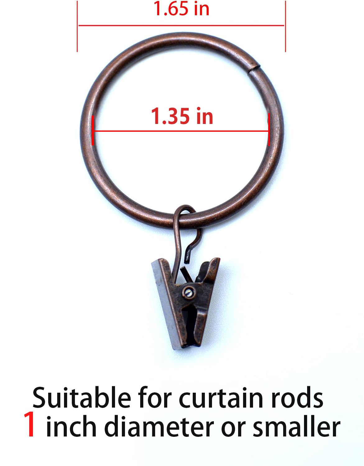 Confezione da 40 anelli per tende con clip, ganci per tende con anelli, anelli per tende, adatti a bastoni per tende fino a 25,4 mm | Leroy Merlin