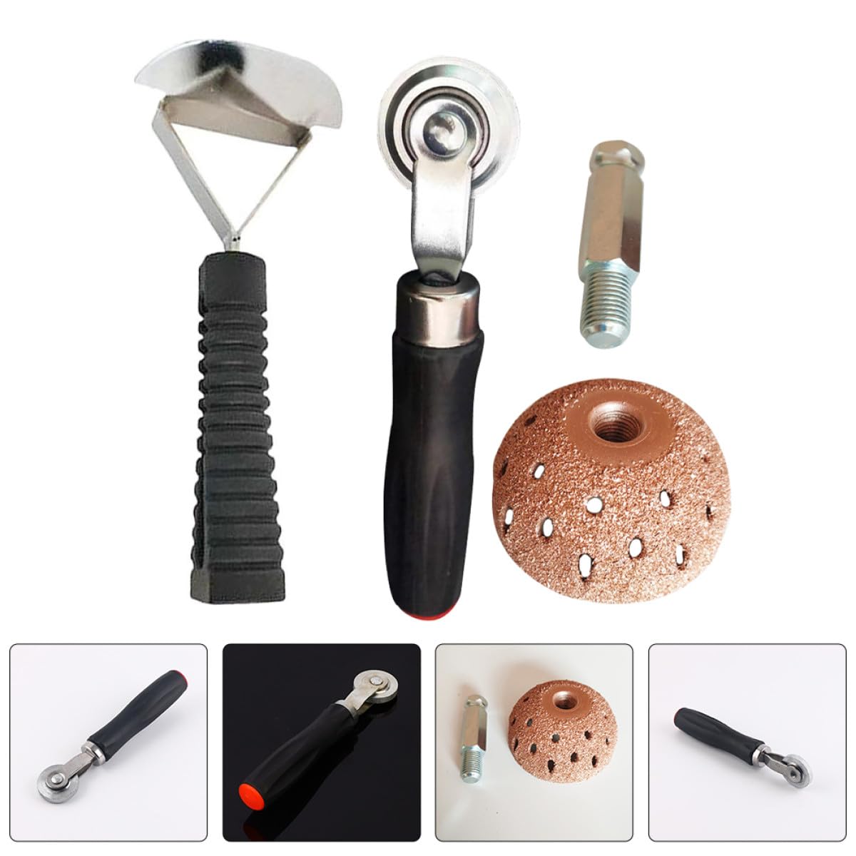 ERINGOGO Kit Riparazione Gomme Auto per Uso Personale e Riparazioni Compatto Rullo per Pneumatici Nero, Testa Abrasiva a Forma di Ciotola e Struttura Robusta in Plastico e Metallo
