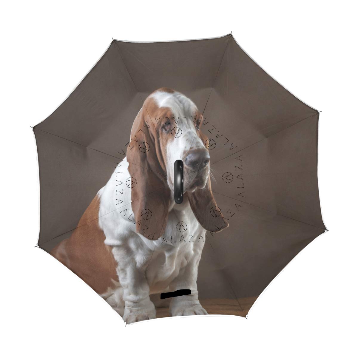 hengpai Dogs Sad Breed Basset Hound Reverse Inverted Inside Out Umbrella Cars Unigue Windproof UV Proof Double Layer for Women