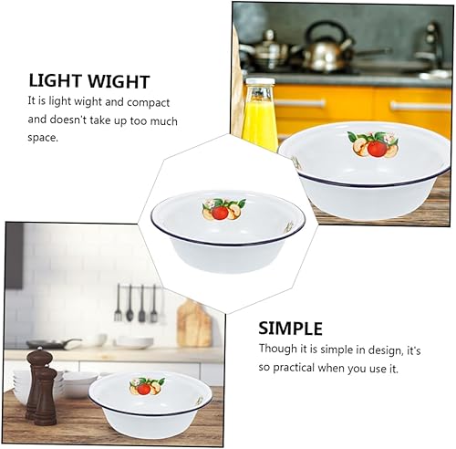 Miniatura 6 de Cuenco de sopa esmaltado vintage Cuenco esmaltado retro cuenco esmaltado con patrón de manzana, cuenco de ensalada para servir ensalada, cuenca de