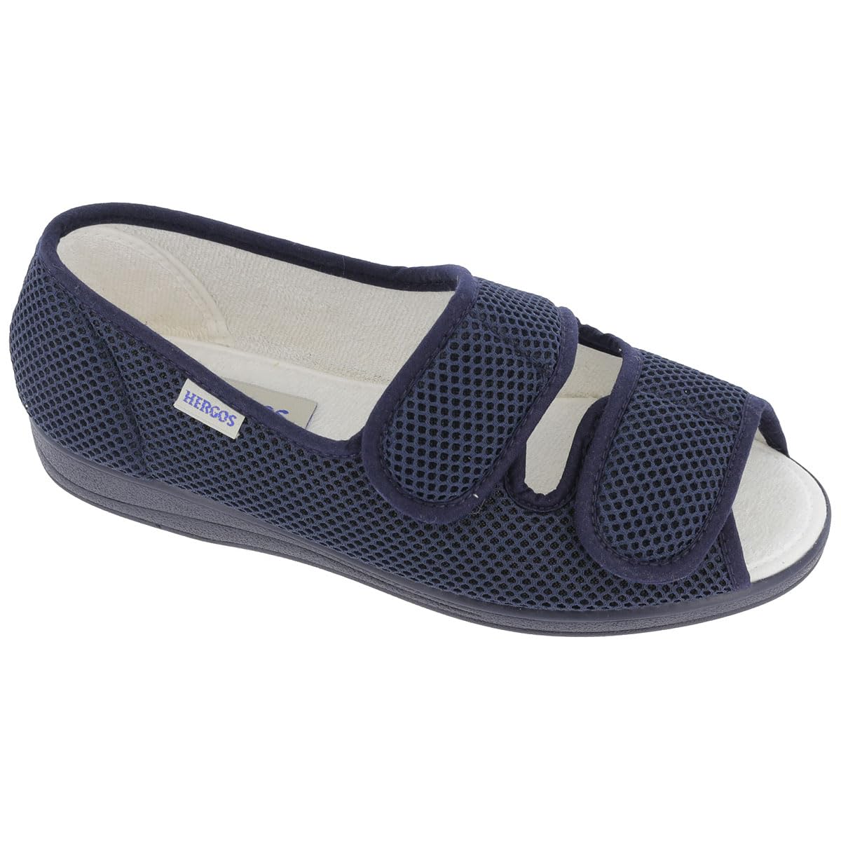 Hergos H044 - Scarpa in Tessuto Rete con Due velcri per Allacciatura Personalizzata e Punta Aperta - Rete Blu