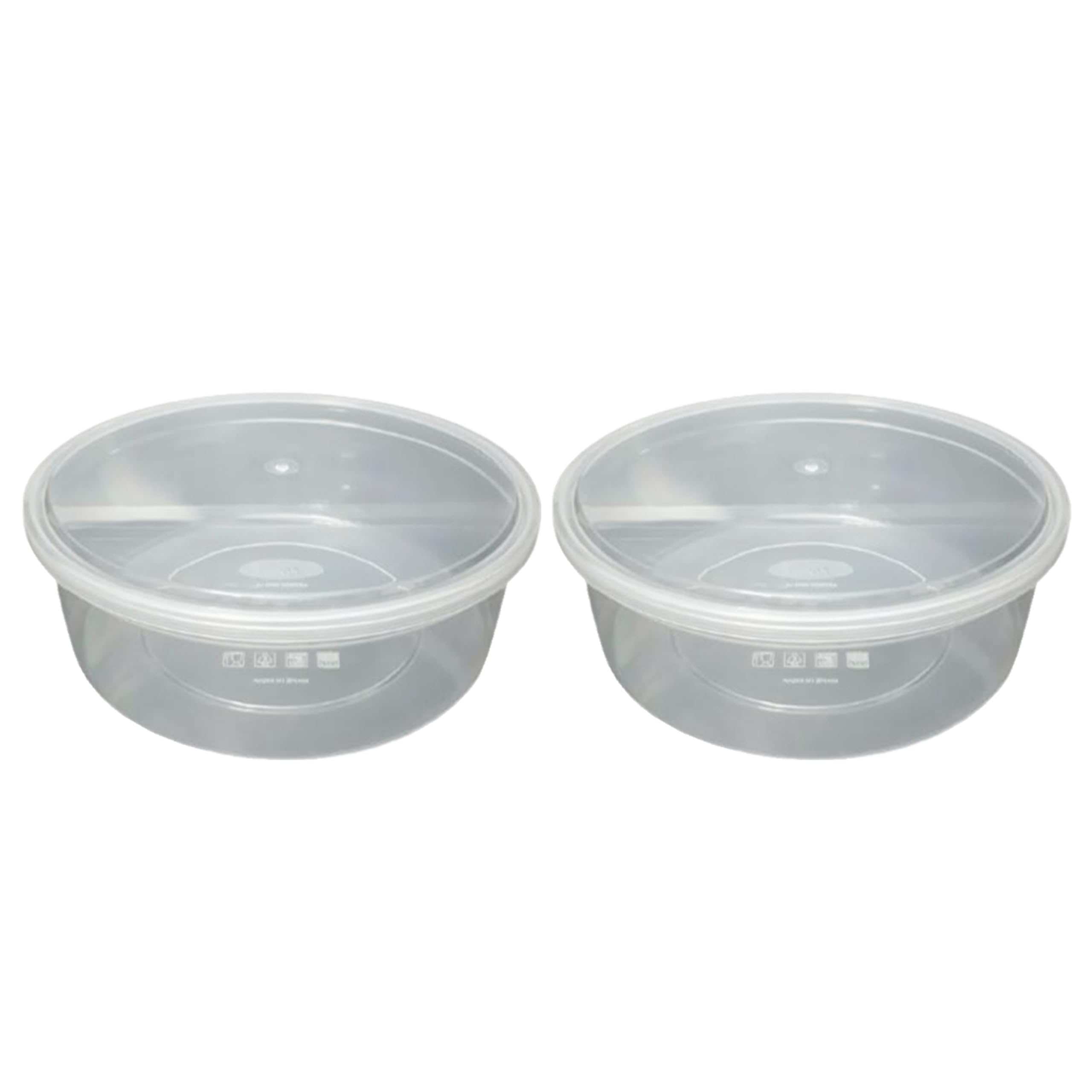 M1ss (Set Of 2) Round Food Storage Containers 2500Ml Large Clear Transparent Plastic Storage Box With Airtight Lids Reusable Bpa Free Microwavable Freezer & Dishwasher Safe Meal Prep Food Tubs (85Oz)