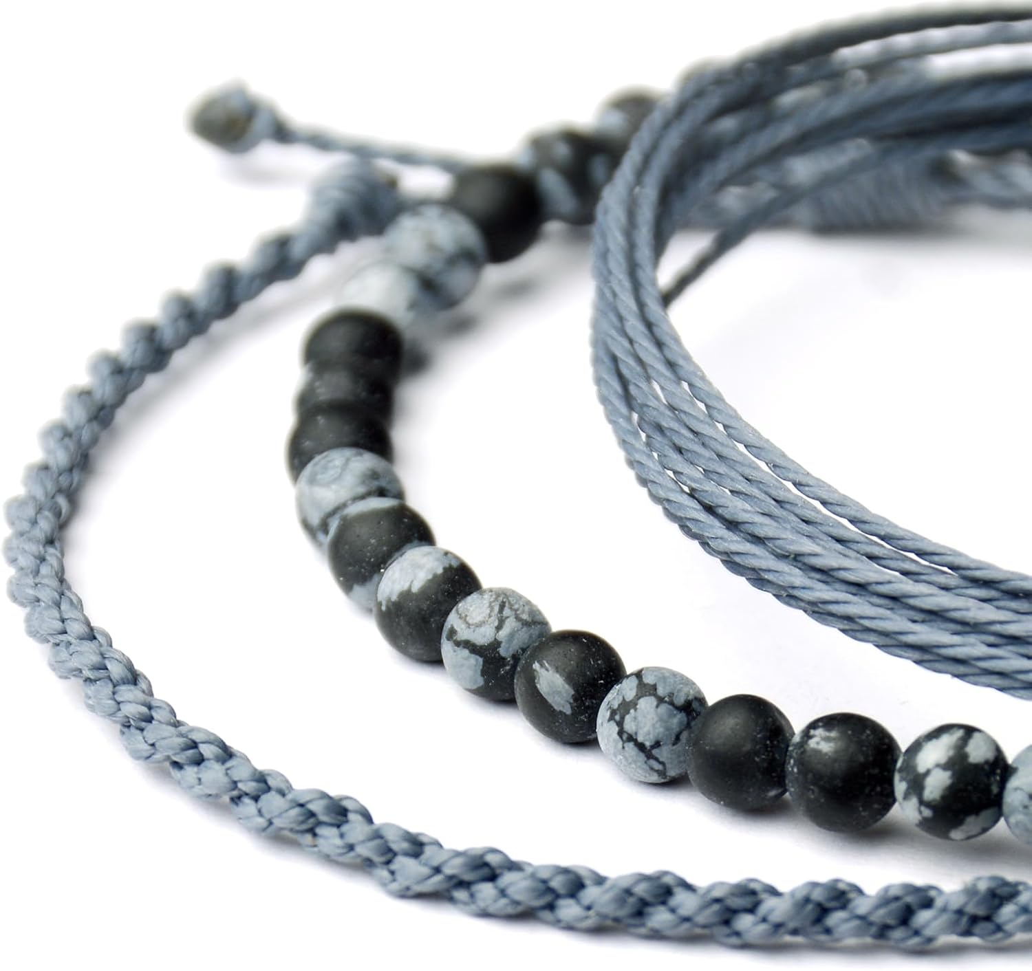 Handmade Natural Stone Beaded Healing Bracelet Gift for Men Adjustable Rope String Bracelet (Snowflake, Adjustable) - Image 7