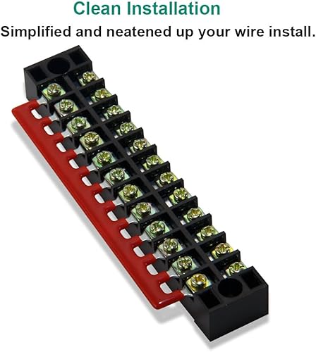 Miniatura 6 de MILAPEAK 10 unidades (5 juegos) 12 posiciones fila doble 600V 15A Bloques de regletas de terminales de tornillo con cubierta + 400V 15A 12