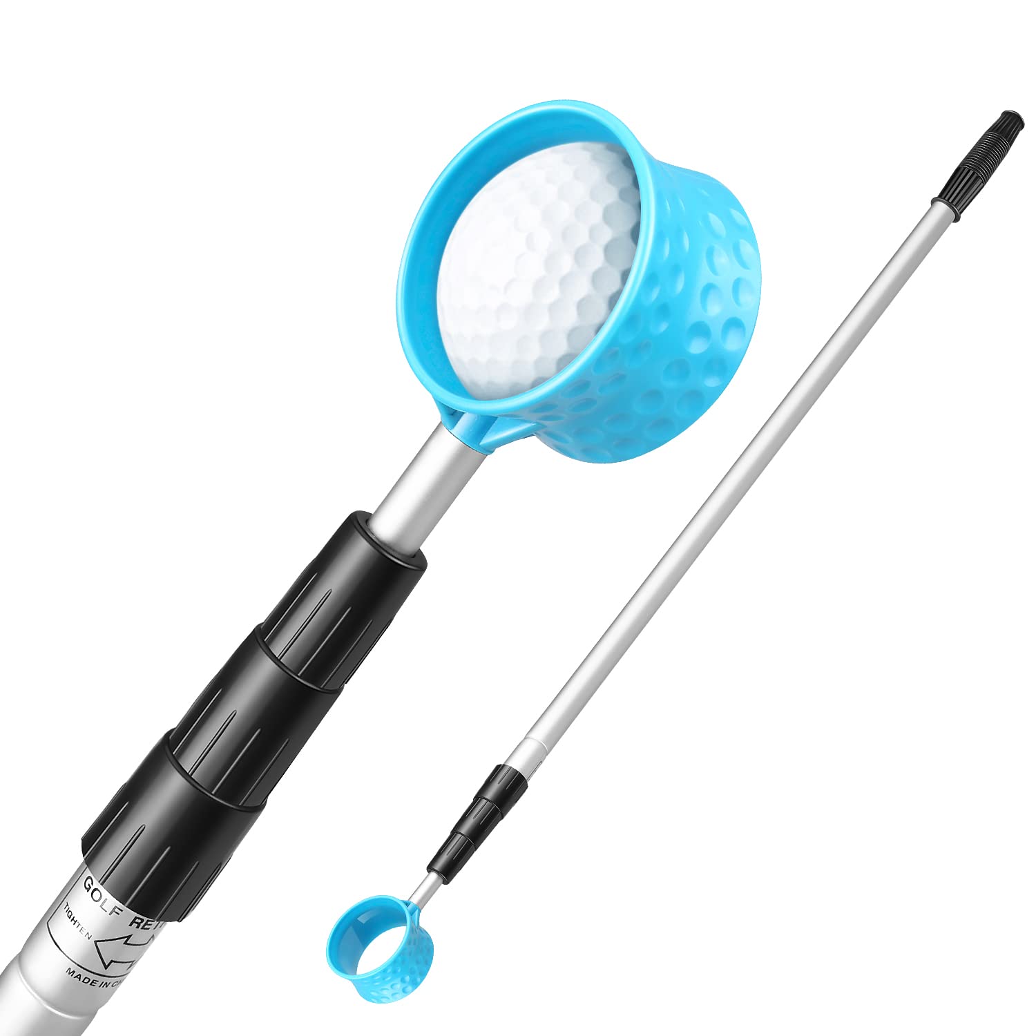 HOW TRUE Golf Ball Retriever, 12ft 15ft 18ft Aluminum Alloy Golf Ball Retriever Telescopic for Water Golf Ball Picker Grabber Golf Accessories Golf Gift (15ft)