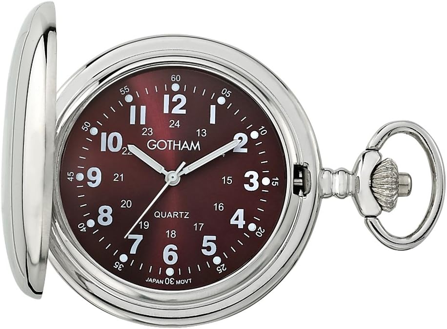 Gotham Men's Silver-Tone Polished Finish Covered Quartz Pocket Watch # GWC15042SM