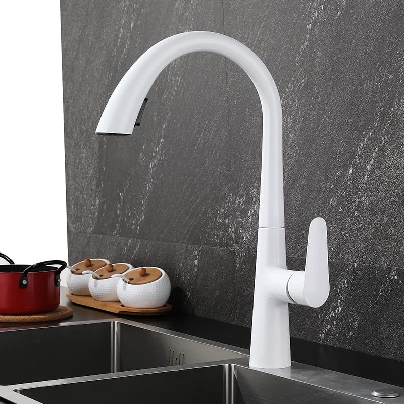 Robinet de cuisine gris canon avec mitigeur d'évier à tirette d'eau chaude et froide