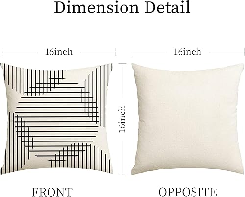 Miniatura 4 de ZLWX LIFE Juego de 4 fundas de almohada geométricas modernas de 16 x 16 pulgadas, fundas de almohada decorativas abstractas, fundas de almohada