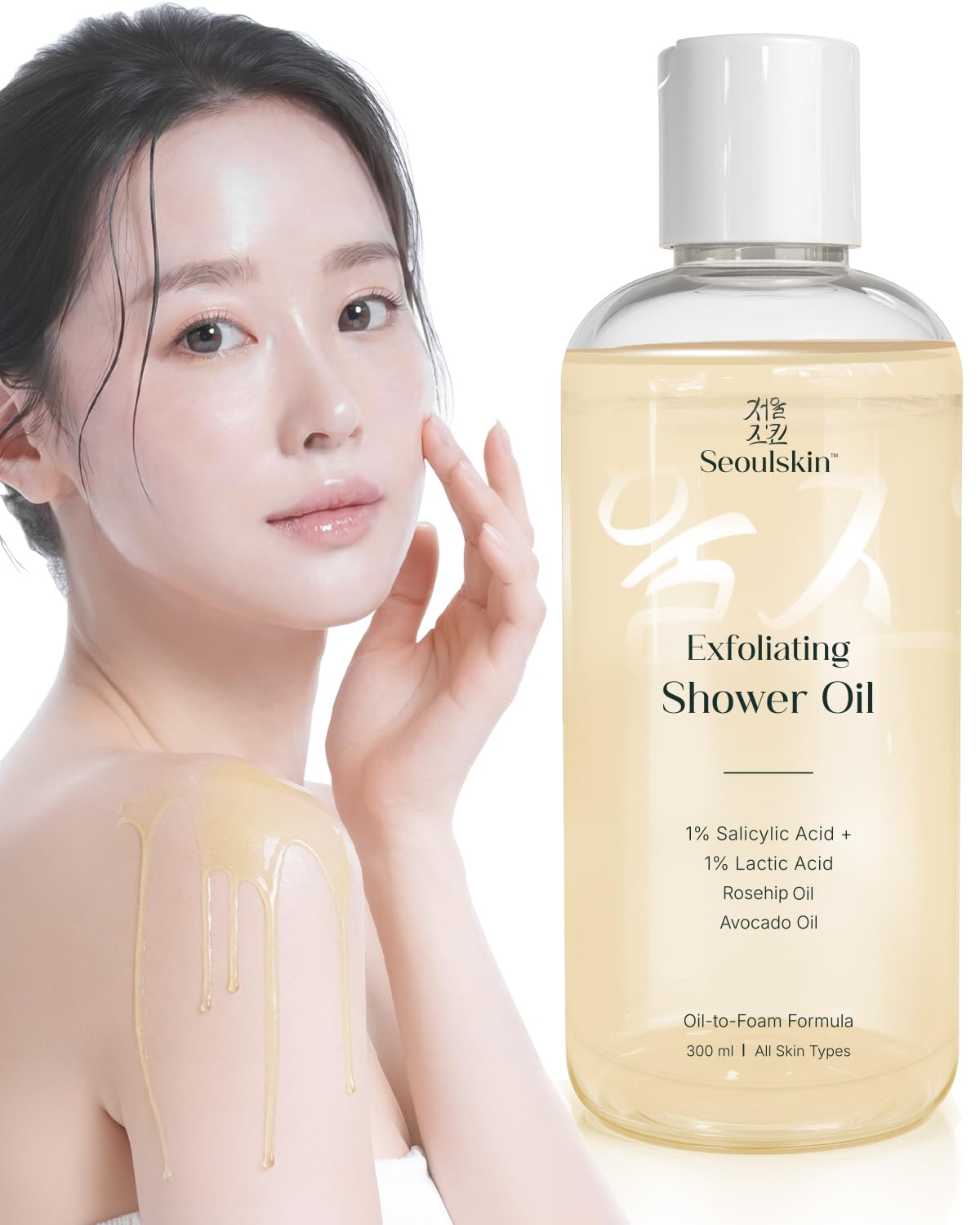 Seoulskin Exfoliating Shower Oil with 1% Salicylic Acid & 4% Lactic Acid | For Body Acne, Strawberry Skin, De-Tan | With Avocado & Rosehip Oil | Gentle Exfoliating Shower Gel | Oil-to-Foam Lather | Non-Drying | Korean Skincare | Shower Oil | 300 ml-picture-44