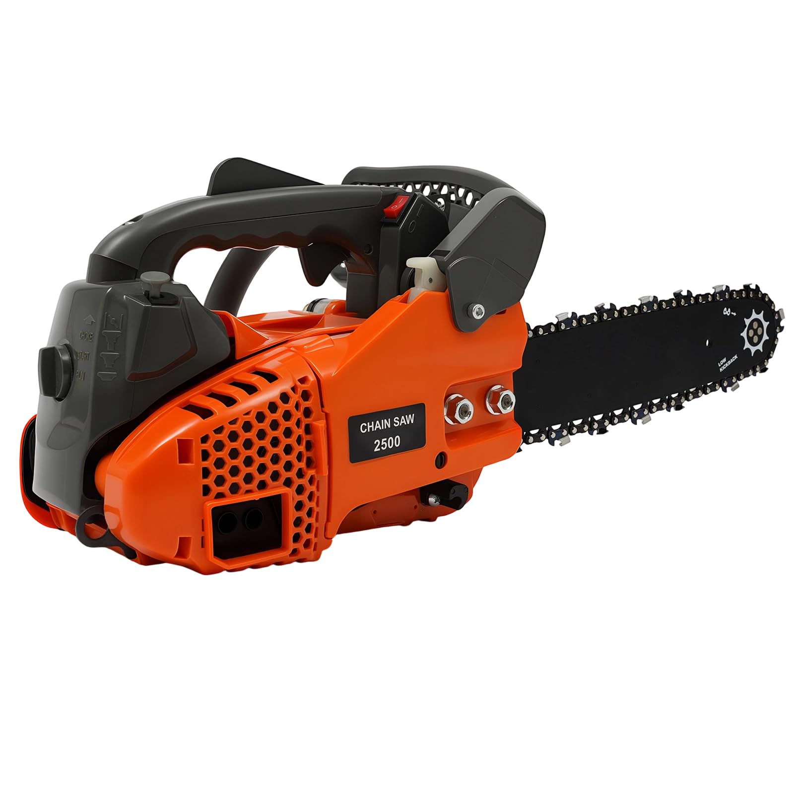 12 Zoll 25.4CC Gas-Kettensäge, BenzinKettensäge mit Oberem Handgriff, 2-Takt-Motor-Kettensäge Benzin Leichte Säge Garten-Heckenschere BaumpflegesäGe für Gärten Parks Farmen, 9000U/min