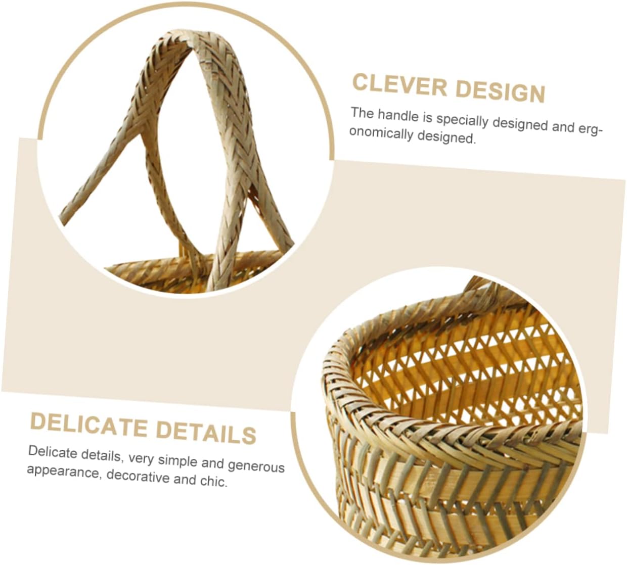 Handwoven Picnic Food Holder Basket with Ergonomic Handle for Vegetables Eggs and Garden Harvest Multipurpose Storage Basket for Kitchen and Farmers Market Random Random Color