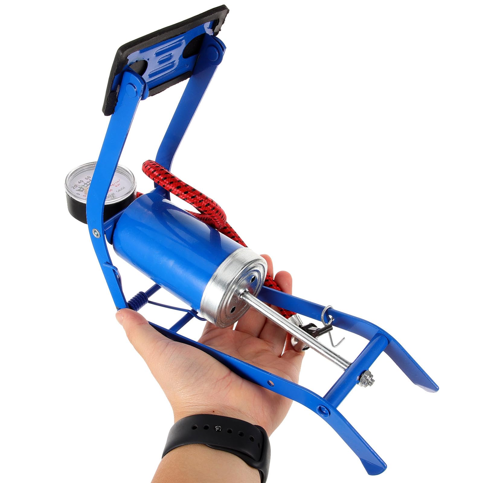 Pompa per Pneumatici a Pedale Portatile in Metallo Blu ad Alta Pressione per Bici e Palloni Multiuso Compatta e Resistente