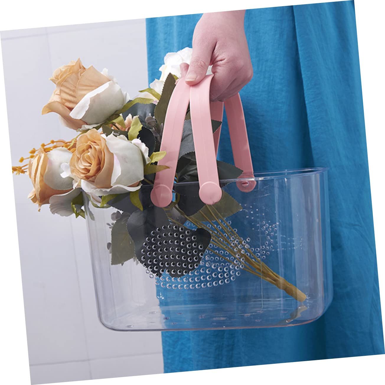 Alipis Cesta Organizadora de Ducha Portátil Grande Cesta de Almacenamiento de Plástico Transparente Rosa con Asa Resistente y Fácil de Transportar para Baño y Artículos de Tocador de Uso