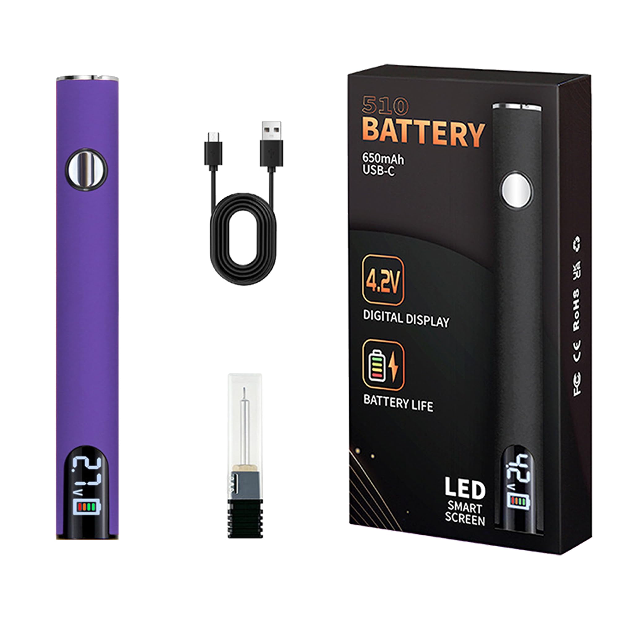 Pluma digital para quemar cables, kit de quema de hilos recargable, adecuado para tejer, coser, tejer, manualidades de cuero, tallado de madera, tallado de cera. (morado)