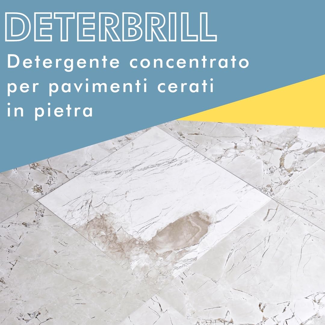 MARBEC DETERBRILL 1LTX6PZ Detergente neutro concentrato non aggressivo specifico per la pulizia dei pavimenti in cotto e pietre trattati a cera.