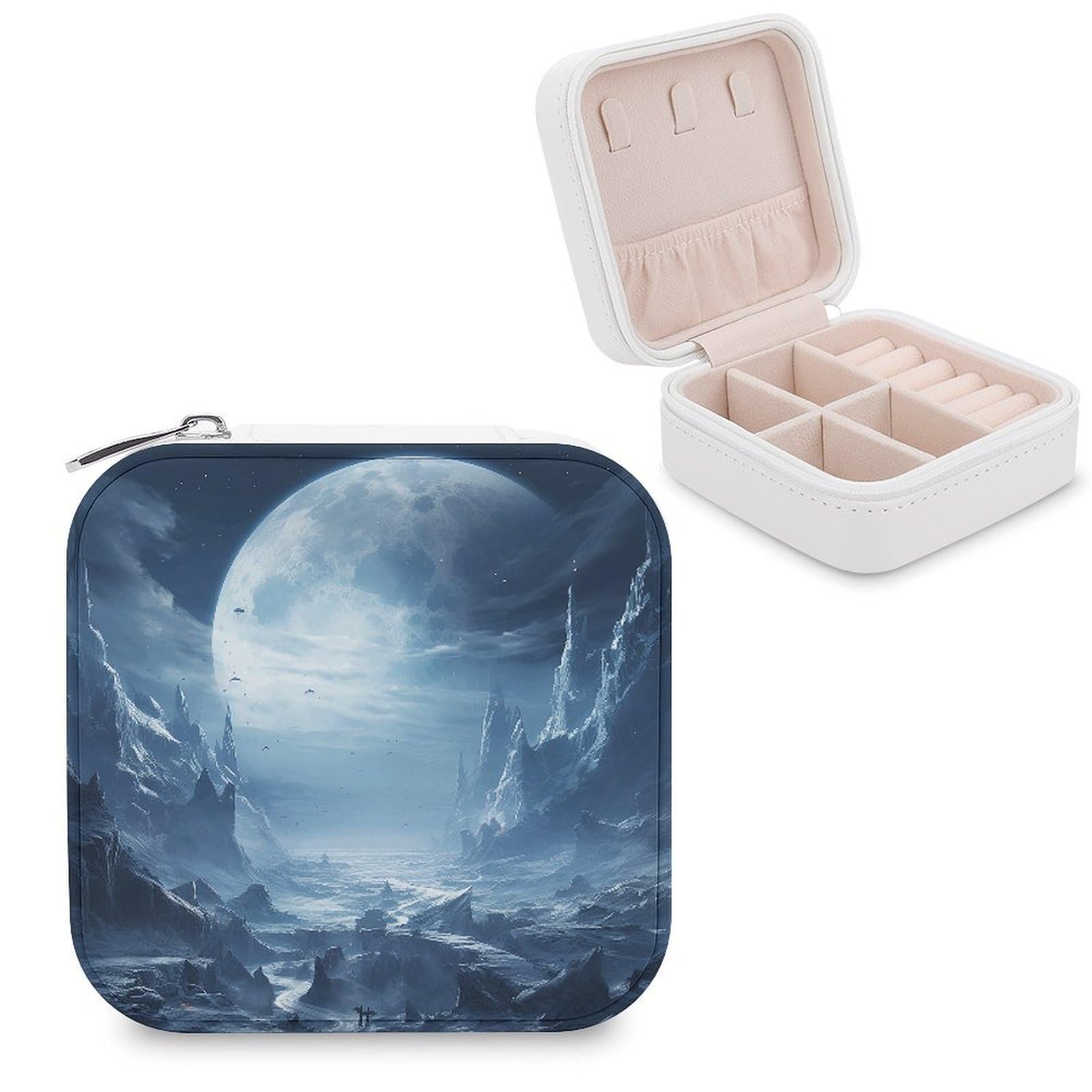FekiLoot Beautiful Scenery Images Jewelry Case Personalized Leather Jewelry Box Mini Travel Jewelry Case Small Portable Jewelry Organizer for Ring Earrings Necklace Bracelet