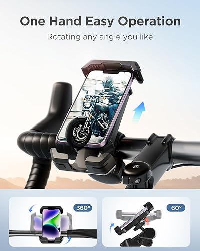 Miniatura 4 de VUP Soporte de teléfono para motocicleta antivibración, soporte ajustable para manillar de teléfono de bicicleta 360, accesorios de motocicleta de