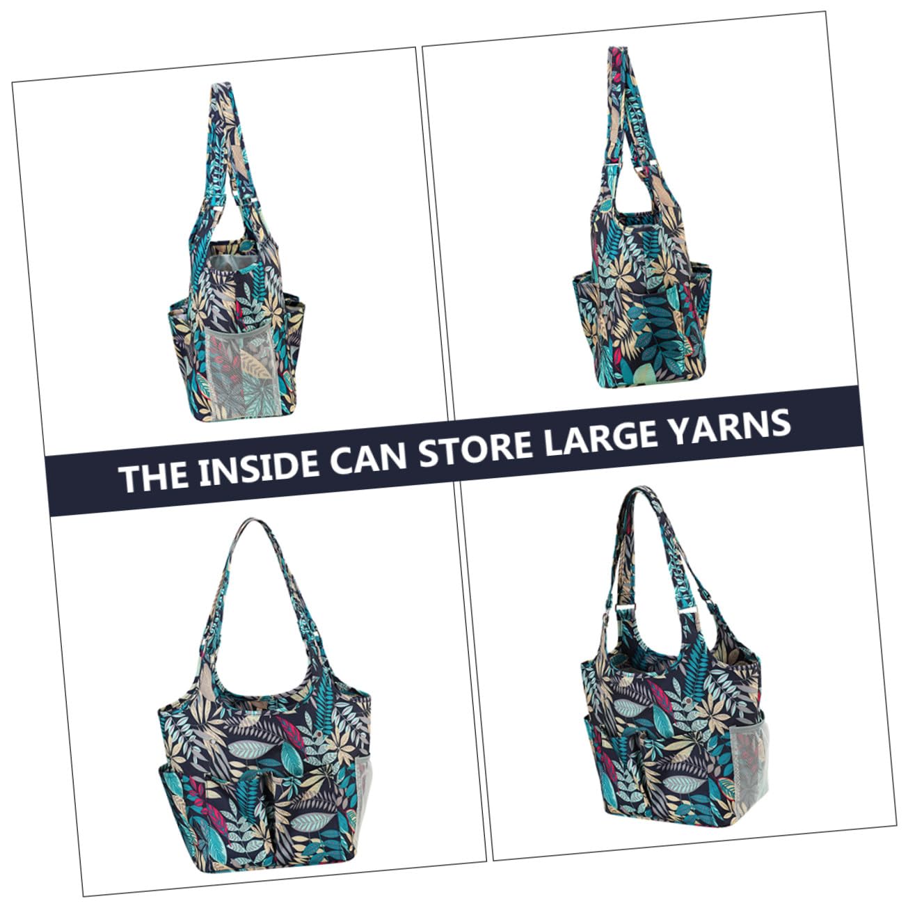 GALPADA Bolsa De Almacenamiento Para Tejer 600d Oxford Resistente Azul Múltiples Bolsillos Portátil Para Costura y Ganchillo Para Manualidades y Labores Creativas