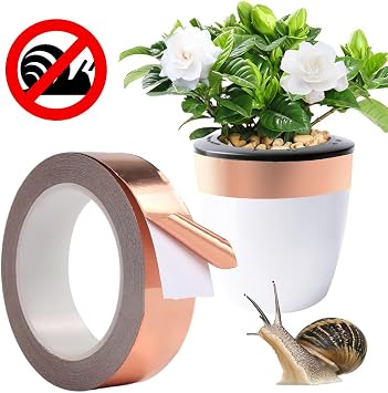 Copper Tape Slug Repellent, Copper Foil Tape, Snail Protection Copper Tape Against Snails Self-Adhesive Tape, Slug Deterrent Barrier Tape for Slug Repellent and Electrical Repairs (30mm × 20m)