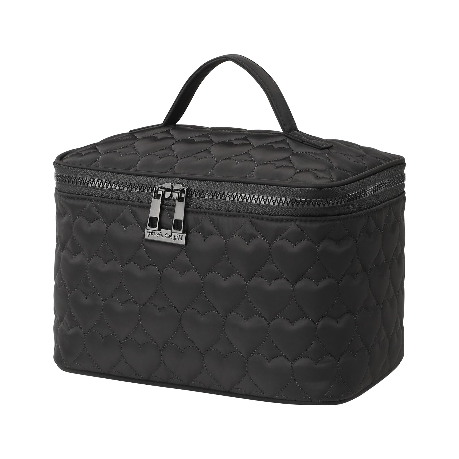 RIGHT AWAY Makeup Bag,Large Cosmetic Bags for Women Girls, Quilted Train Case Make Up Bag with Handle,Travel Makeup Case Organizer,Cute Toiletry Bag
