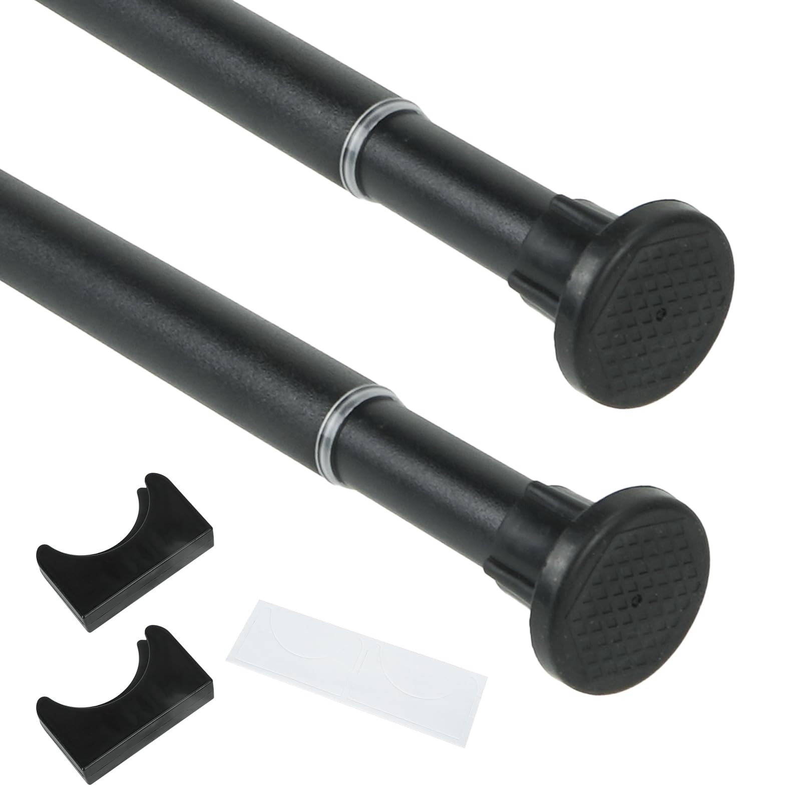 FALSKT Barra Cortinas Extensible sin Taladro 70-120cm Barra Cortina Ducha Barra Extensible Armario Barra Telescópica para Armario, Baño, Balcón, Cortina de Ducha, Dormitorio Diámetro de 25mm Negro