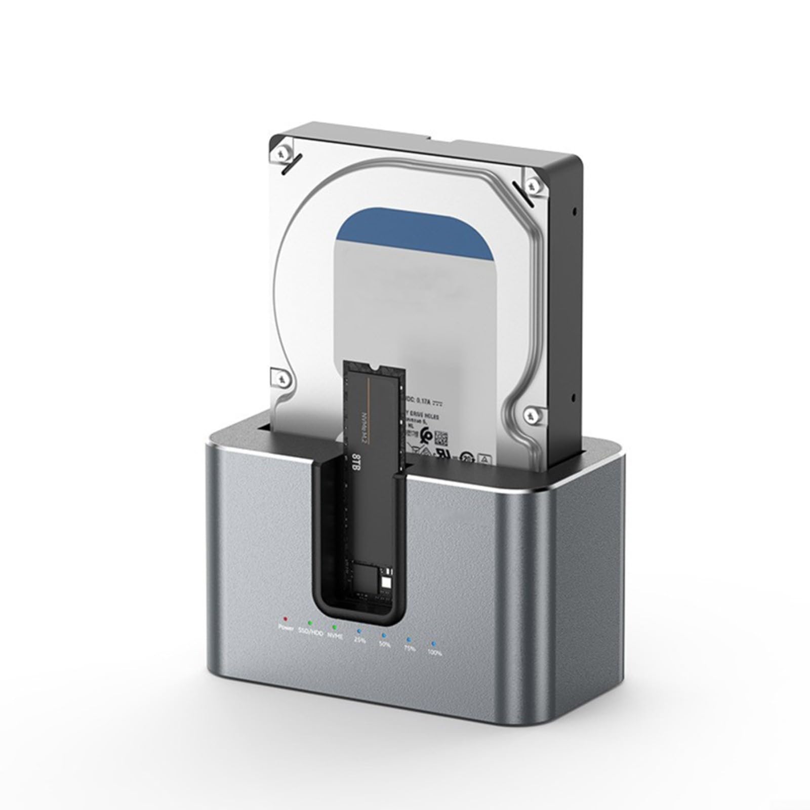 Base per disco rigido a doppio slot, per M.2 NVMe e per HDD SATA, custodia in alluminio da 10 Gbps con funzione di copia offline