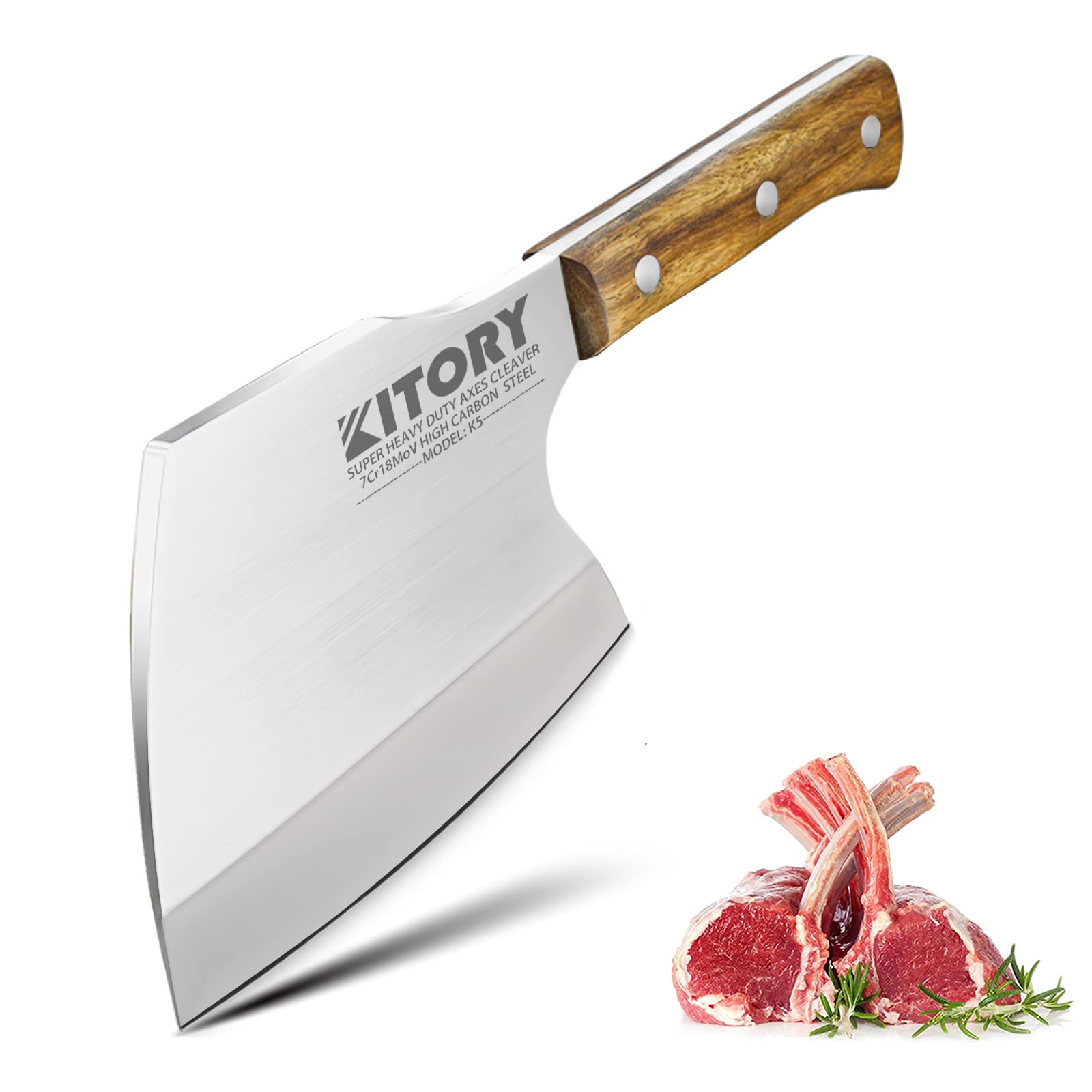 Couteau de Boucher Kitory 16cm Lame Extra-Épaisse 7mm Forgé Acier 7Cr18MoV