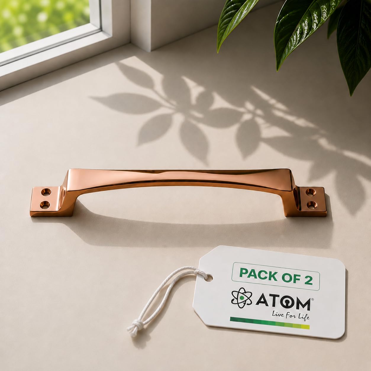 Atom 6 Inch Oak Zinc Cabinet Pull Handle, Rose Gold Finish Kitchen Cabinet & Drawer Handles, Durable & Elegant Furniture & Door Hardware for Home, Bedroom, Office, Hotel Wardrobe (2 Pack)-image-12