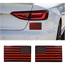 2PCS 3D American Flag Car Sticker, USA Flag Aluminum Alloy Embossed Vehicle Bumper Trunk Emblem Decal, Patriotic Badge Auto Exterior Decorations, Universal for SUV Sedan Truck Red