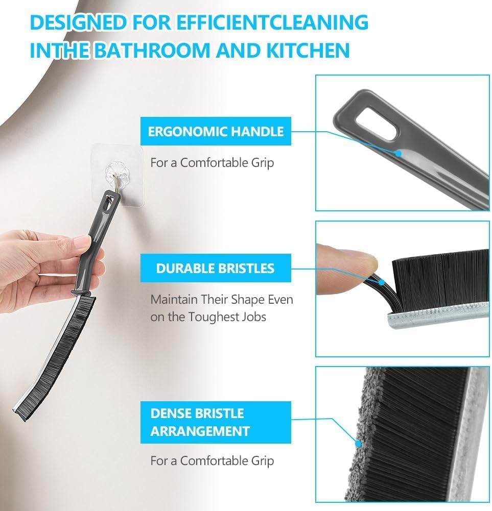 2 pcs Hard Bristle Crevice Cleaning Brush - Cleaning Tools for Household Use, Multifunctional Gap Cleaning Supplies for Kitchen, Bathroom, Toilet, Window, Vehicle, Faucets, Grout, Home, Plastic 2