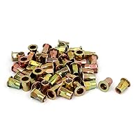 Vista 5 de Tuerca de remache hexagonal para coche, 25 piezas M6 chapado en zinc de acero al carbono, inserción hexagonal Nutsert tono bronce