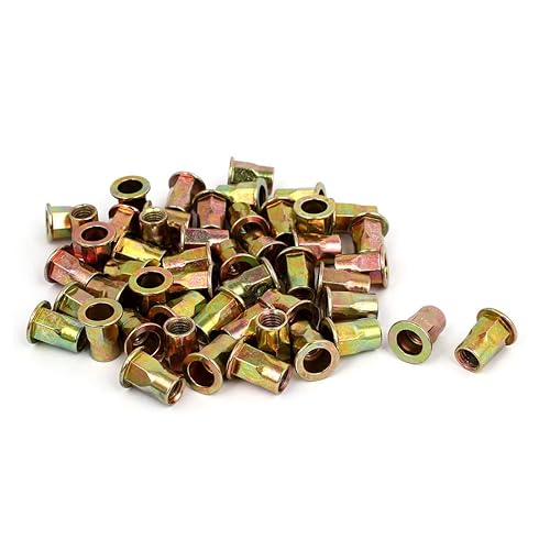 Miniatura 5 de Tuerca de remache hexagonal para coche, 25 piezas M6 chapado en zinc de acero al carbono, inserción hexagonal Nutsert tono bronce