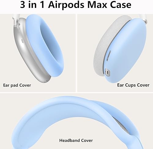 Miniatura 4 de Funda de silicona para auriculares AirPods Max, funda para almohadillas para los oídos, cubierta para auriculares y diadema para AirPods Max