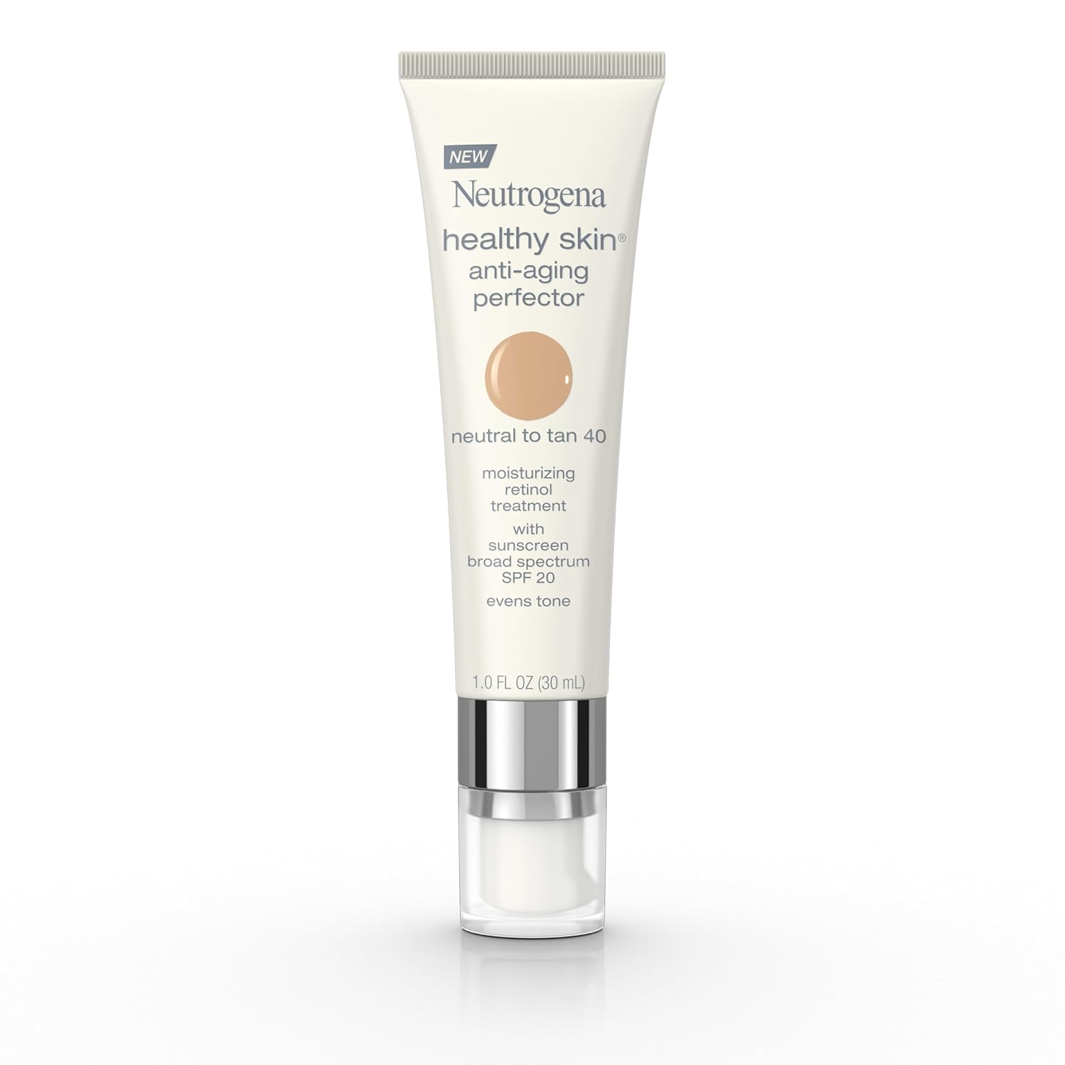 Neutrogena Retinol Treatment & Tinted Facial Moisturizer, Healthy Skin Anti-Aging Perfector, Broad Spectrum SPF 20 Sunscreen & Titanium Dioxide, Blendable Sheer Coverage, 40 Neutral to Tan, 1 fl. Oz Neutrogena Retinol Treatment & Tinted Facial Moisturizer, Healthy Skin Anti-Aging Perfector, Broad Spectrum SPF 20 Sunscreen & Titanium Dioxide, Blendable Sheer Coverage, 40 Neutral to Tan, 1 fl. Oz