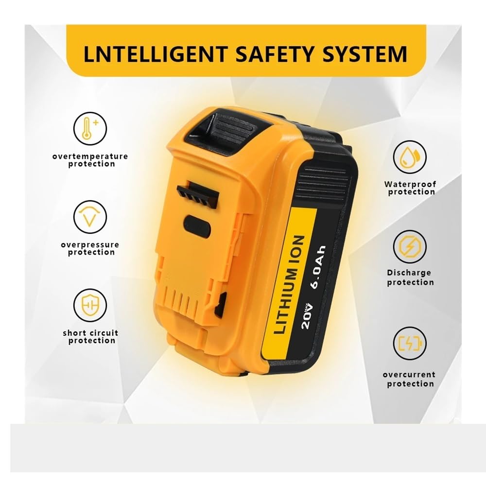 Batteria al litio for elettroutensili compatibile for DeWalT 20V 3.0Ah 4.0Ah 5.0Ah 6000mAh compatibile for DeWalT DCB200 DCB202 DCB203 DCB204 DCB205 DCB206(20V5Ah-2piece)