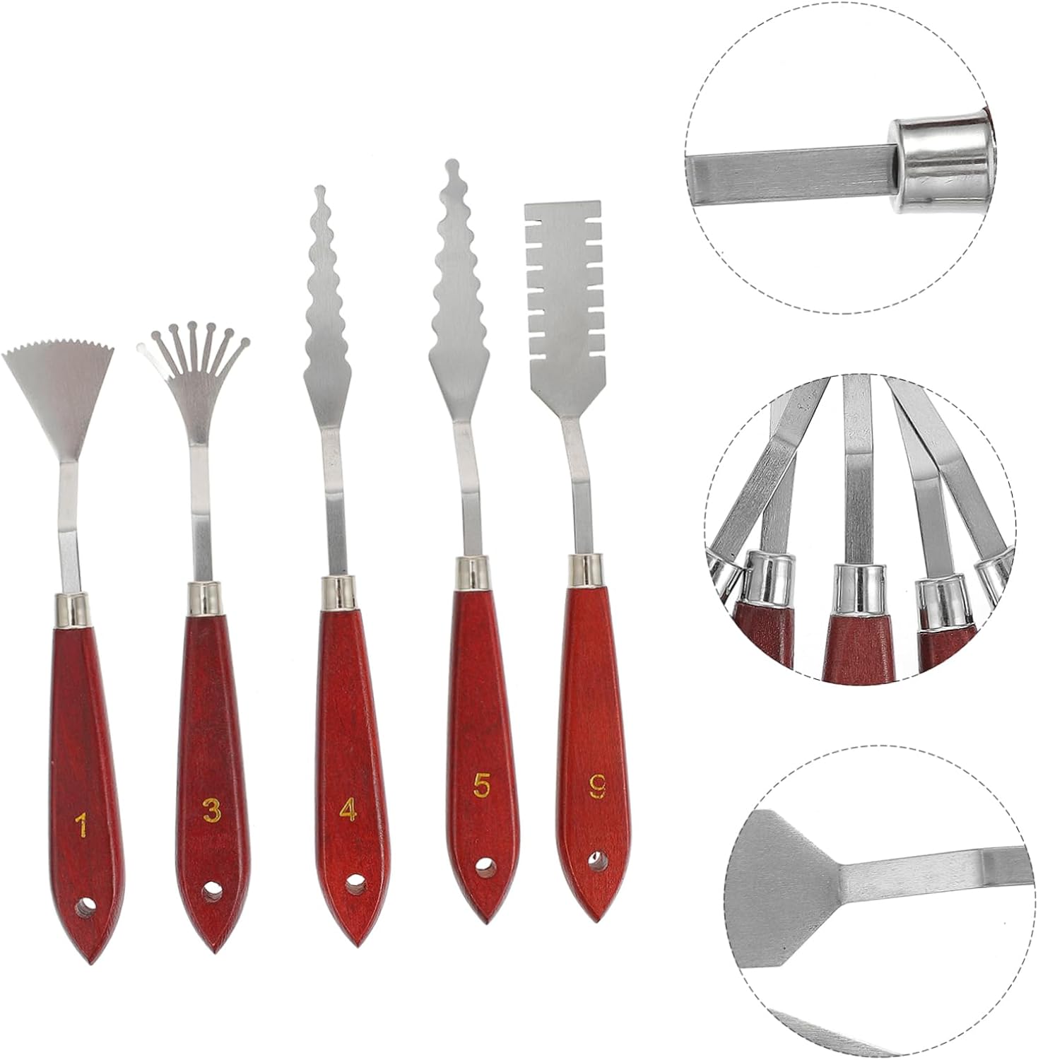 5pcs Painting Knives Set Durable Paint Mixing Tools Lightweight Palette Scrapers for Artists for Oil and Acrylic Painting Smooth Handle for Easy Use