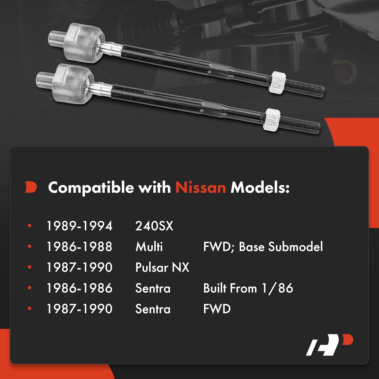 A-Premium Set of 4, Front Inner & Outer Tie Rod End Kit, Compatible with Nissan Sentra 1986-1990, Multi 1986-1988, 240SX 1989-1994, Pulsar NX 1987-1990