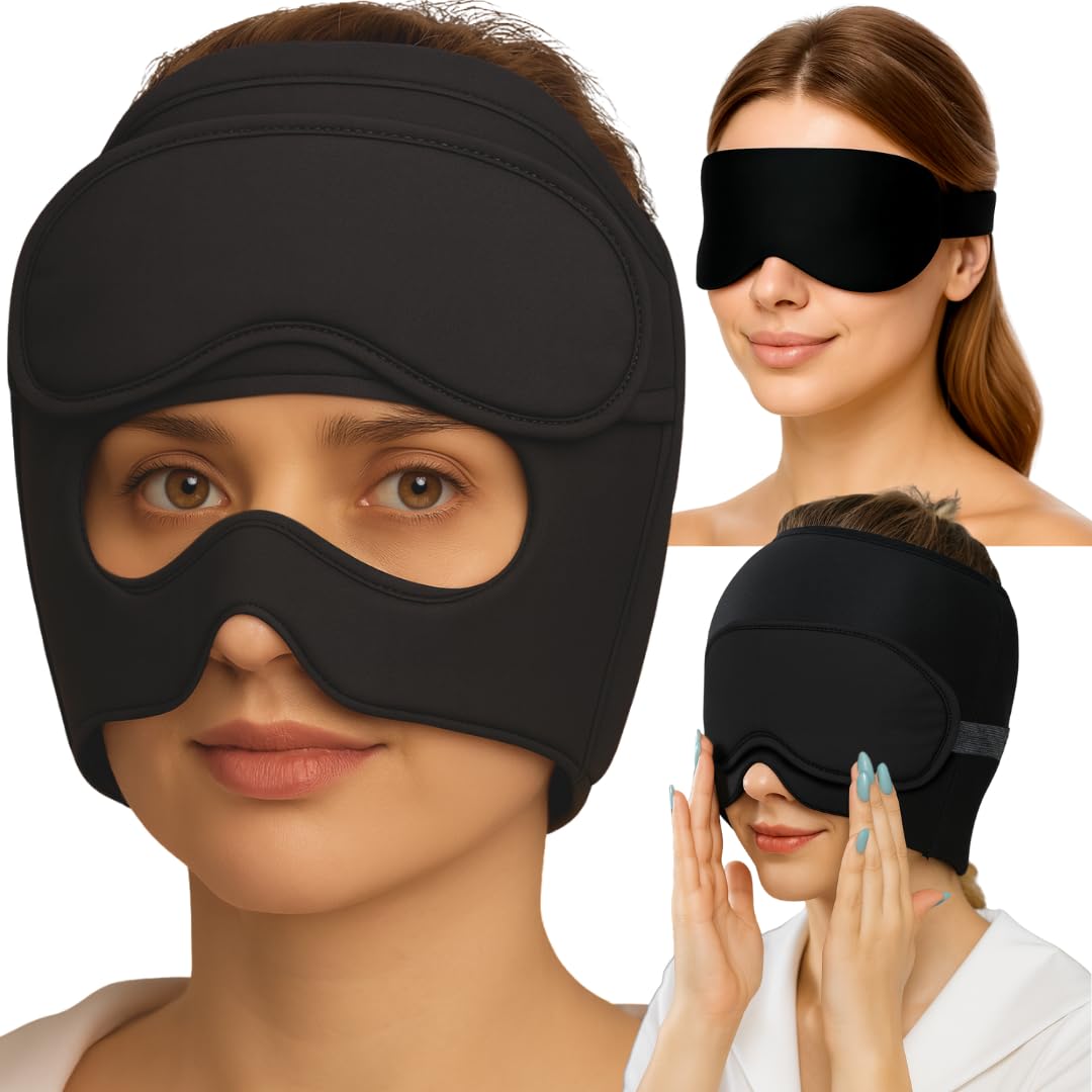 Cuffia Anti-Emicrania, Refrigerante e Riscaldante, Cappello Fascia con Gel per Testa e Occhi - Terapia Caldo/Freddo per Sollievo da Mal di Testa, Sinusite Cronica e Cervicale Ghiaccio gel