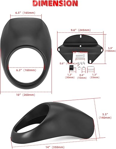 Miniatura 6 de Amazicha Máscara de carenado de faro delantero para Harley Davidson Sportster XL 883 1200 Dyna FX XL 1973-UP (negro mate)