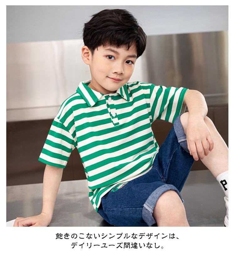 Amazon.co.jp: ポロシャツ キッズ 男の子 子供服 半袖 ボーダー柄 ポロ 