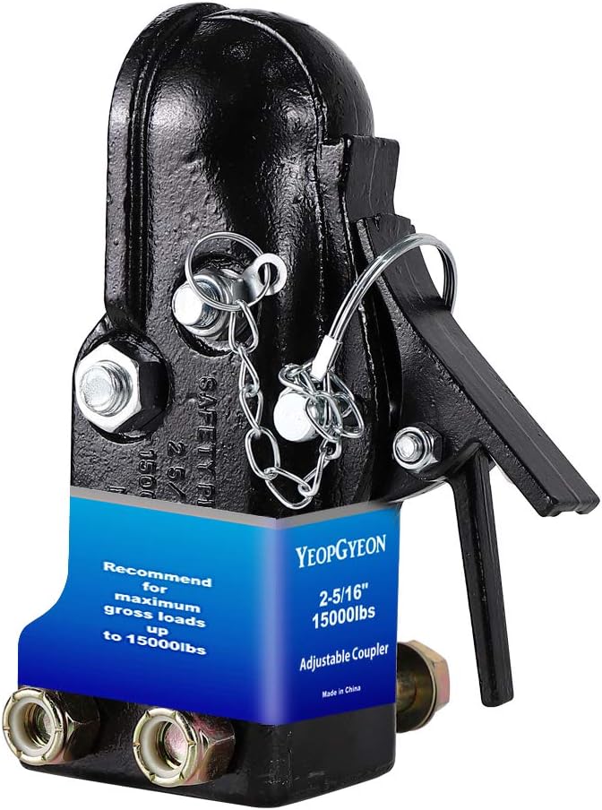 Adjustable Trailer Coupler for Ball Size 2-5/16" Capacity 15000lbs Black Trailer Coupler