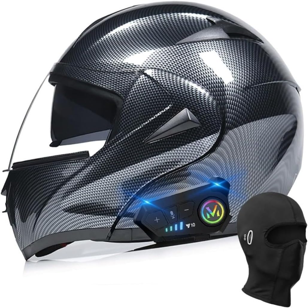 Casco Integrato Apribile con Interfono Casco Moto Modulare Bluetooth Caschi Modulari per Uomo Donna con Doppia Visiera Casco Integrale