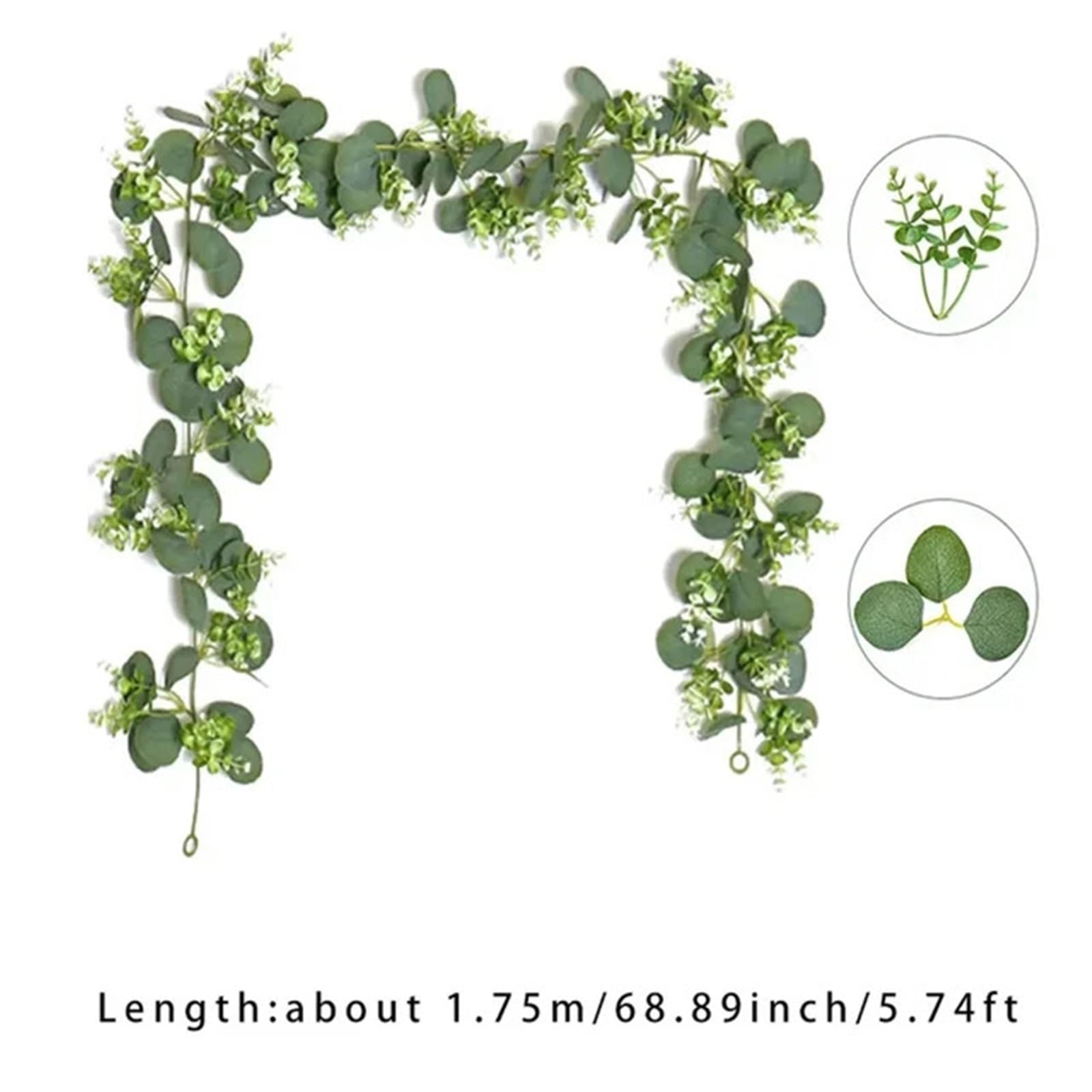 1pc Künstliche Girlande Mit Weiß Rose Grün Blatt Kranz Blume Reben for Hochzeit Home Party Tisch Läufer Dekoration für Hochzeit, Deko(Style A 1.8m)