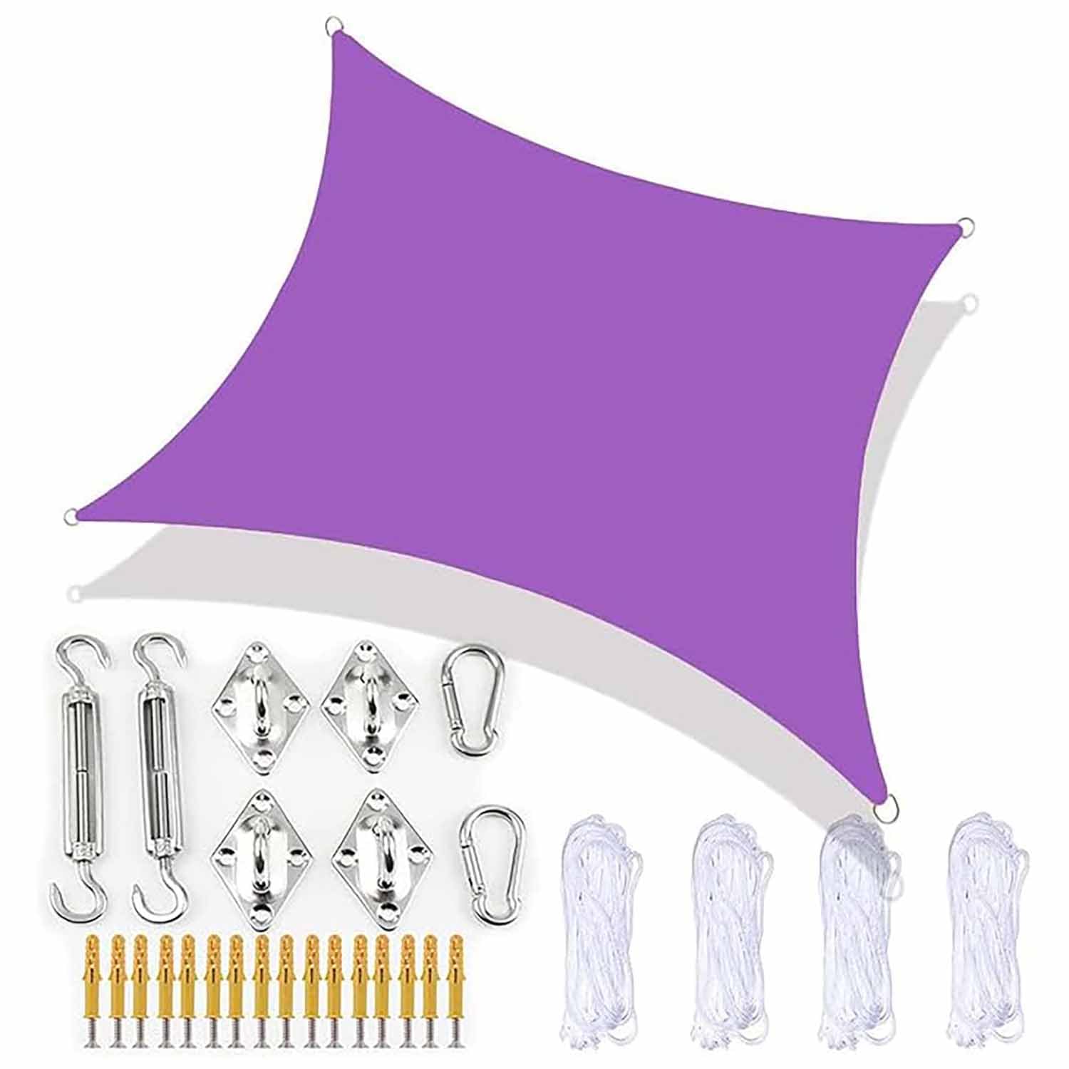 Ffsaacol Shade Sail Hardware Kit, Sun Sail Shades Rectangle Waterproof, UV Block Outdoor Sunshade, for Outdoor Patio Lawn Garden Backyard Carport 9, 16x16ft/5x5m